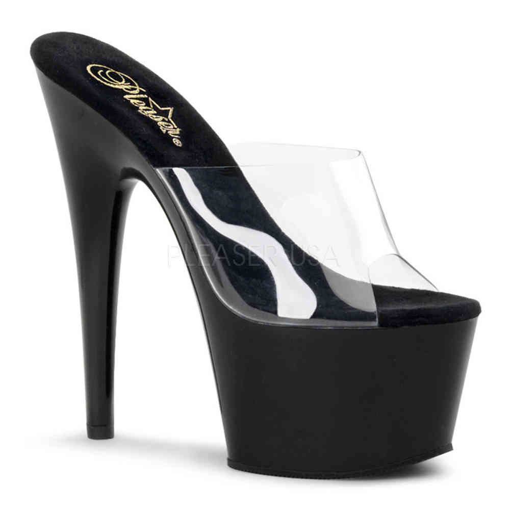 Pleaser - ADORE701 Mules à talons - Chaussures de pole dance - Noir/Transparent Product image